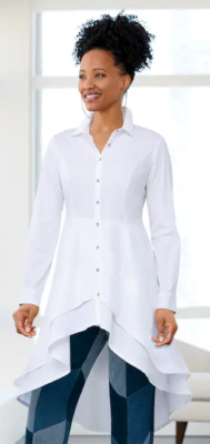 white button up tunic top